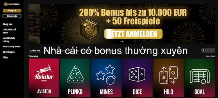 Nhà cái có bonus thường xuyên